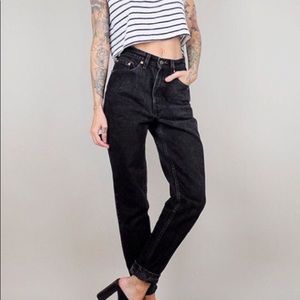 Black faded 1990s Levi 512 mom jeans